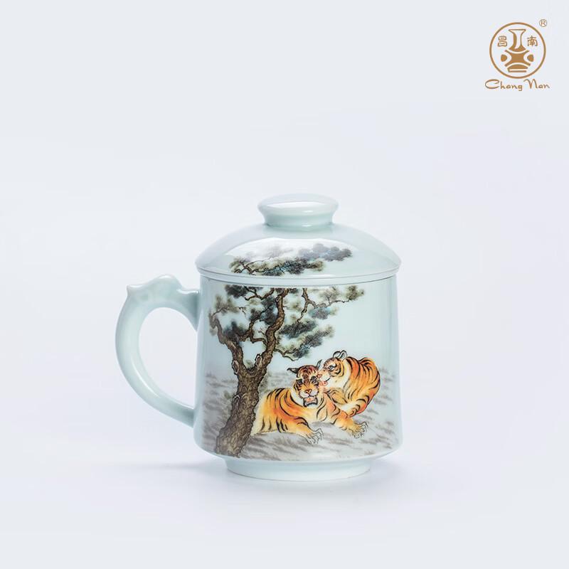 Changnan Twelve Chinese Zodiac Men s Ceramic Teacup with Lid and Handle