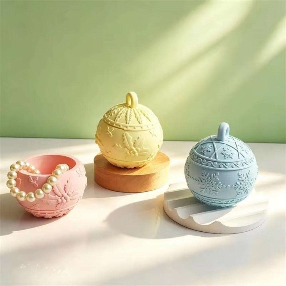 3D Embossed Pattern Snowflake Candle Cup Mold Ball Shape Berry Embossed Jar Mold  Easy Demold