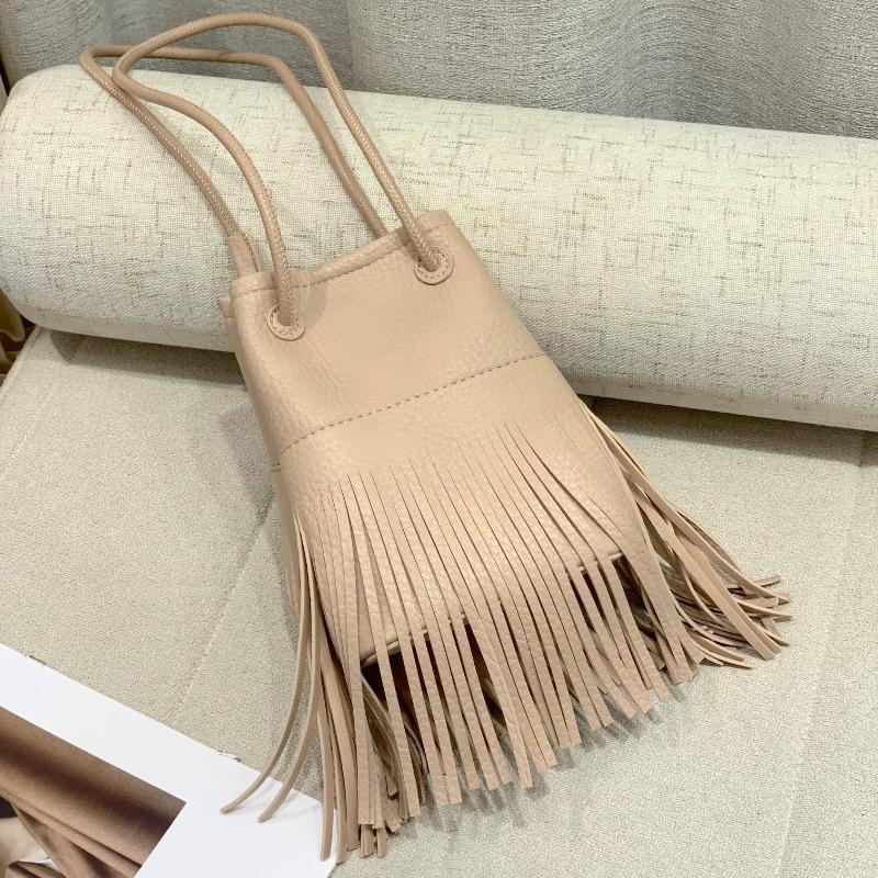 

Fashi Tassels Women Crossbody Bags small Bucket Shoulder Bag for Ladies handbg Soft PU Leather femal phes Messenger Bag хакі