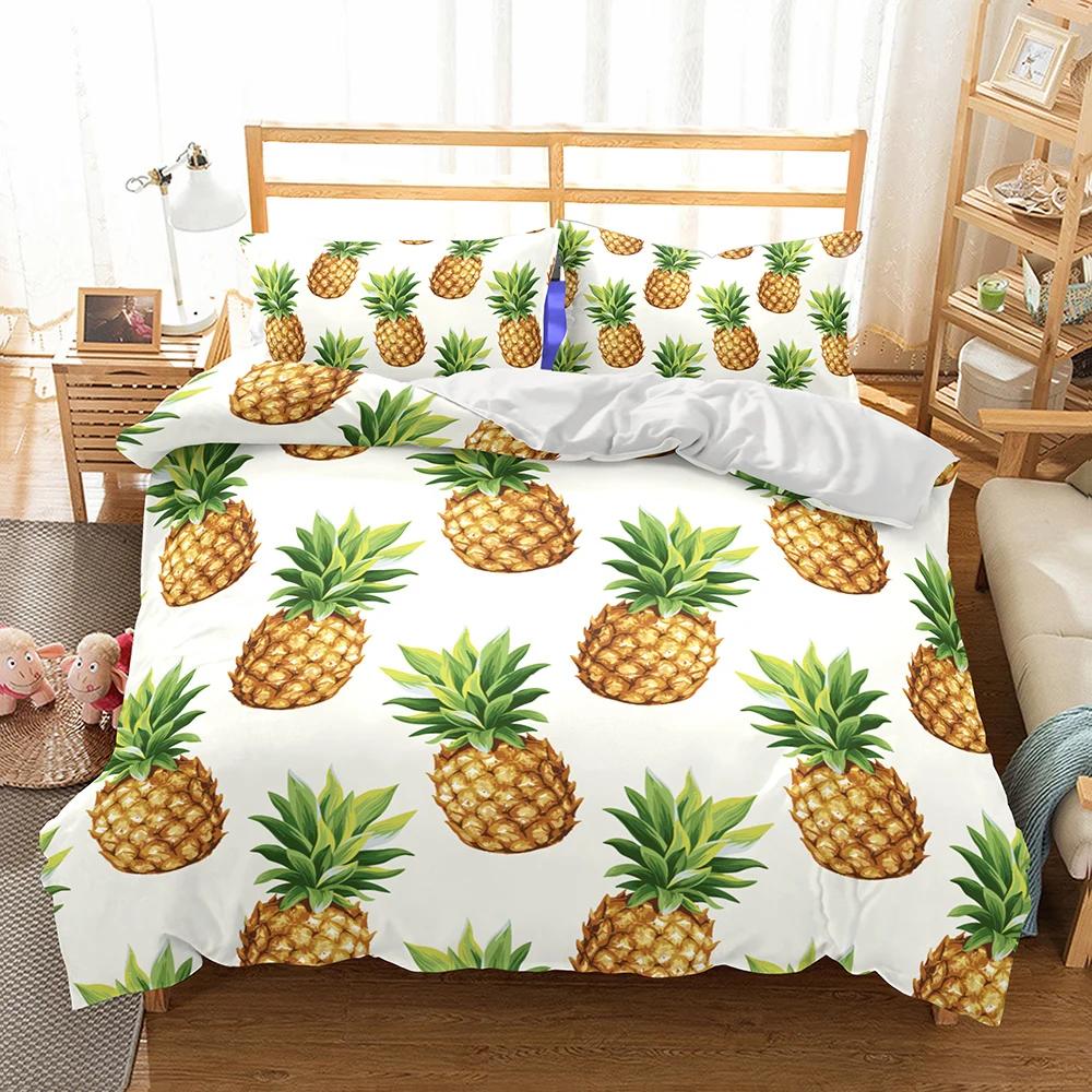 Dropship Duvet Cover Sets 3d Printed Fruit Pineapple Bedroom Set Queen Bedding Set Ainforests Bed Linens King Size High Quality