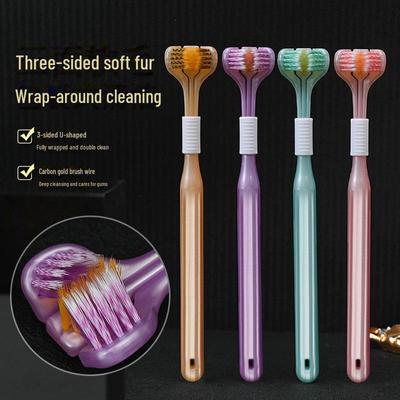 Prémiový multifunkční zubní kartáček ve tvaru U s měkkými štětinami pro čištění dásní a jazyka