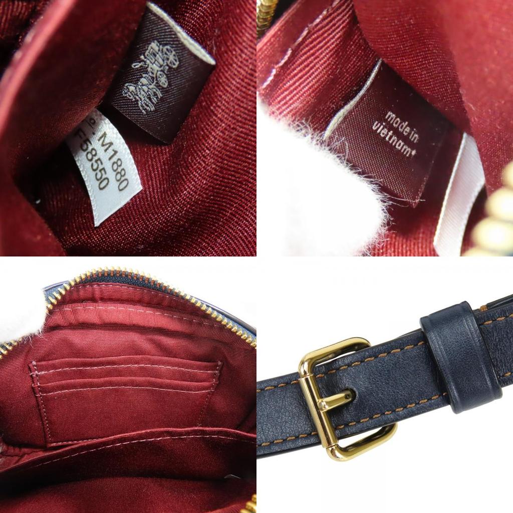 Gebrauchte COACH Bauchtasche Signature Denim F58550 Gürtel Denim/Leder Marineblau Marineblau Kameratasche