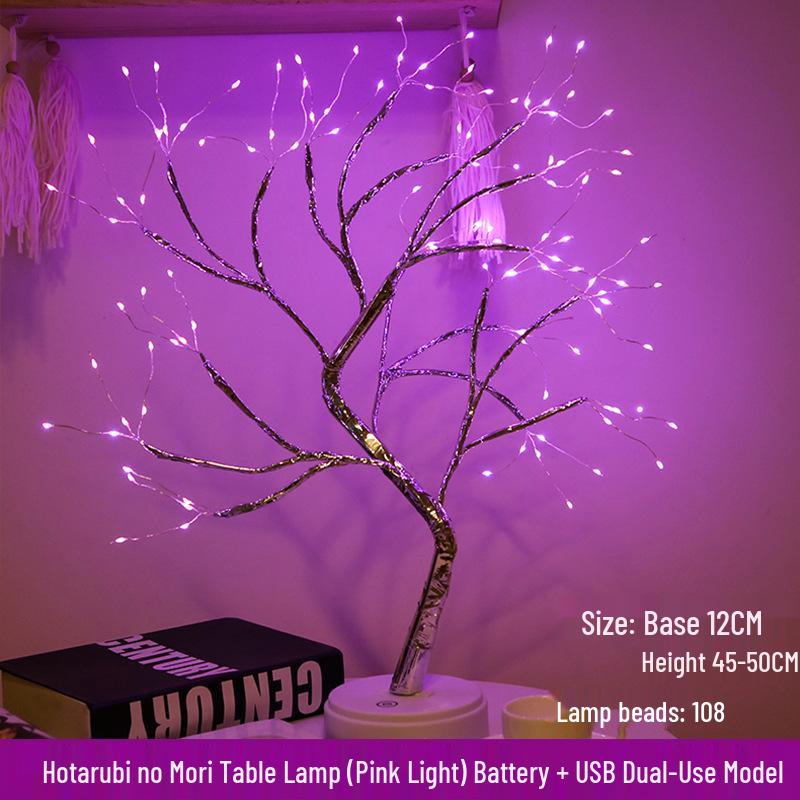 Lumini Pom de Crăciun Perle Cer Înstelat - Culoare Nouă Fir de Cupru, Lampă de Masă cu Comutator Tactil