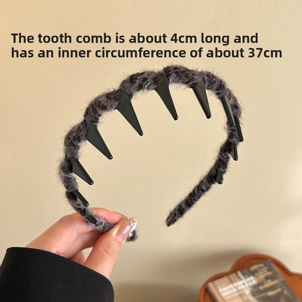 Leopard Pattern Hair Hoops U Shape Headwear Fashion Plush Teethed Hairband  for Women