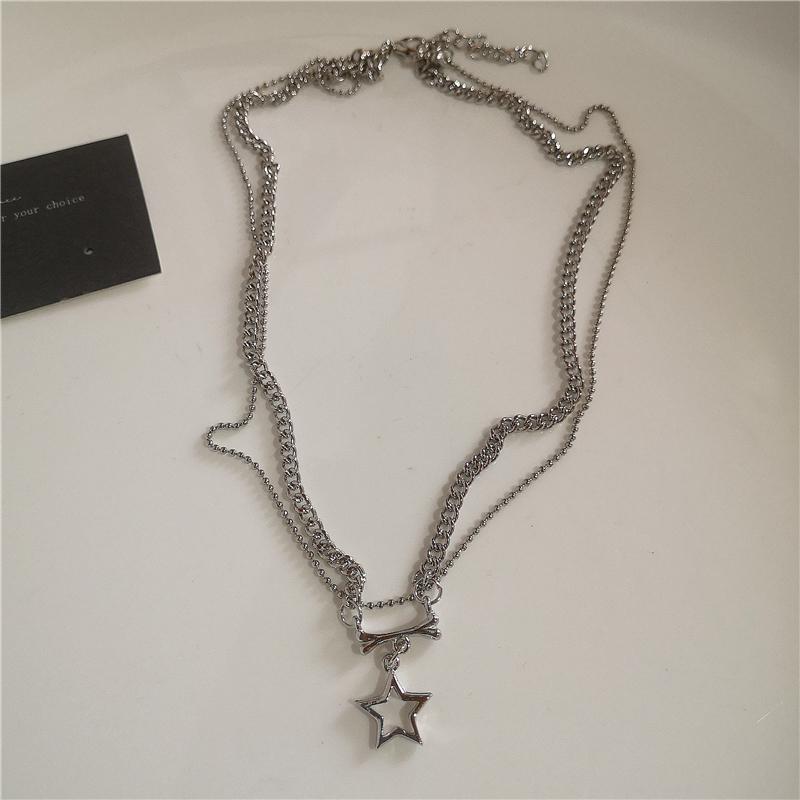 Punk Rock Vintage Star Pendant Chain Necklace For Men Women Charm Hip Hop 90s Y2K Grunge Goth Aesthetic Trendy EMO Accessories