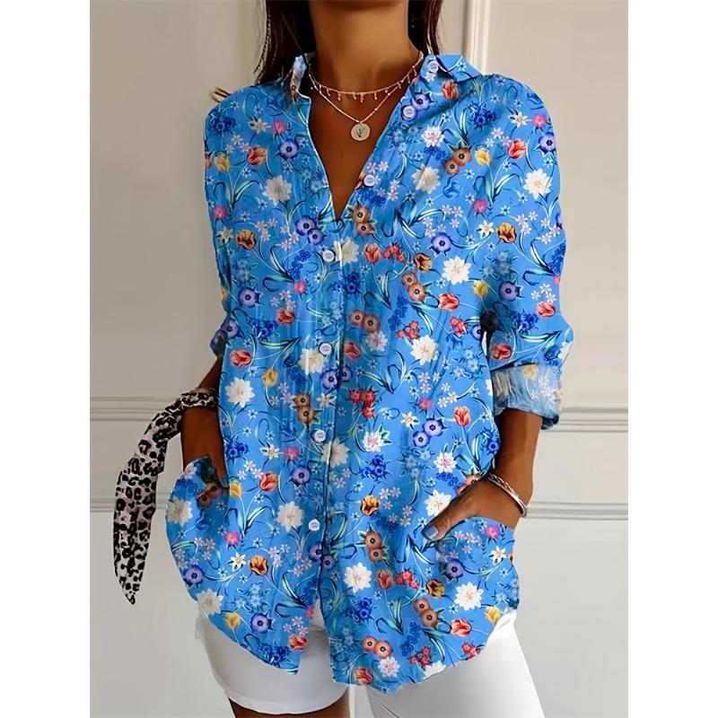 Women's Fun Pet Dog Printed Lapel Tops Spring And Summer Single Breasted Shirts Fashion Large Size Tops Women's Tops