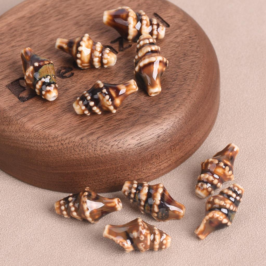 10pcs Ocean Conch Shape 20x11mm Colorful Glazed Ceramic Porcelain Loose Beads For Jewelry Making DIY Crafts Findings