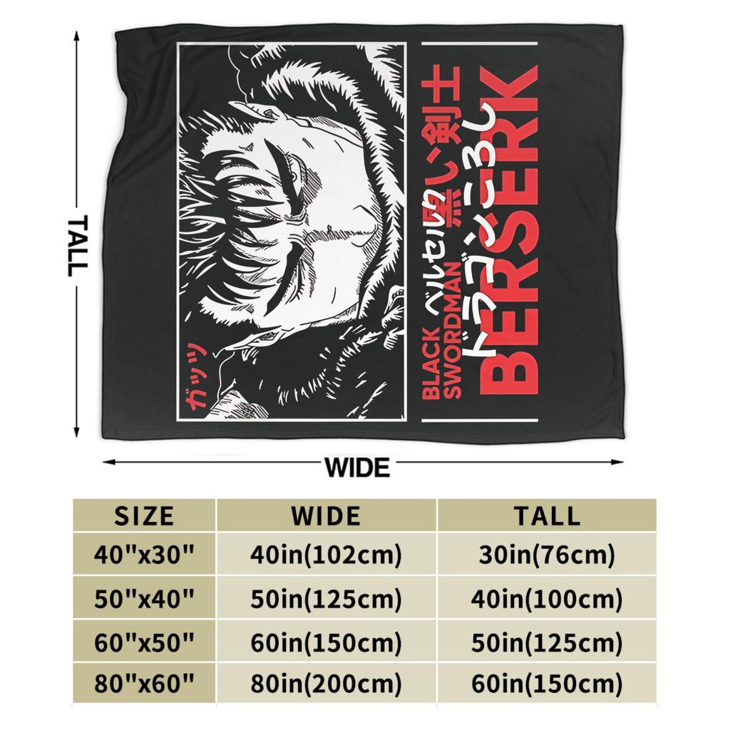 Berserk The Black Swordsman Blankets Quality Soft Warm Throw Blanket Winter Kids Adult Bedroom Print Bedspread