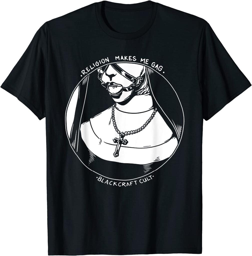 NEU ! Religion lässt mich würgen Schwarzer Handwerkskult Goth Nonne Dunkles T-Shirt Geschenk S-5XL