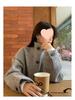 American Retro Gray Wool Blend Stand Collar Jacket - Women's Casual Autumn/Winter Top