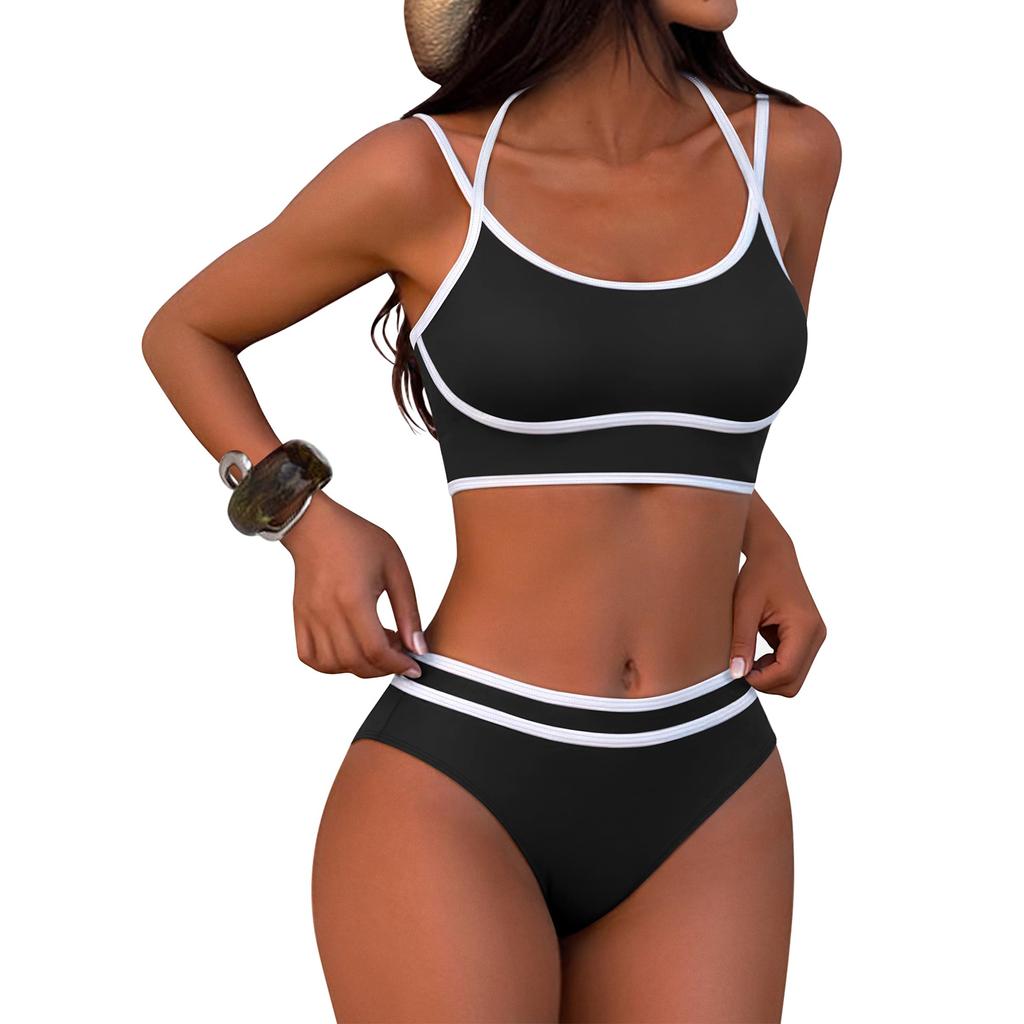 Bikini Split pentru Femei Două Piese Talie Înaltă Costume de Baie Sportive