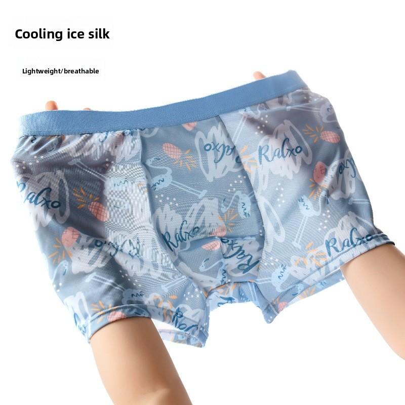 New Oversized Men's Summer Ultra Thin Ice Silk Printed Loose Mesh Briefs
