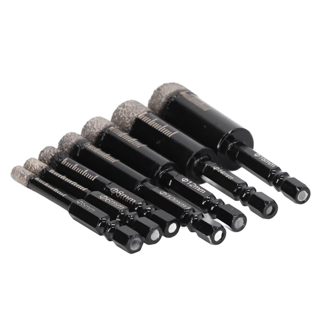 7 Pcs Diamond Drill Bits Wet and Dry Use Brazing Core Drill Bit Hex Shank Diamond Hole Saw Kit for