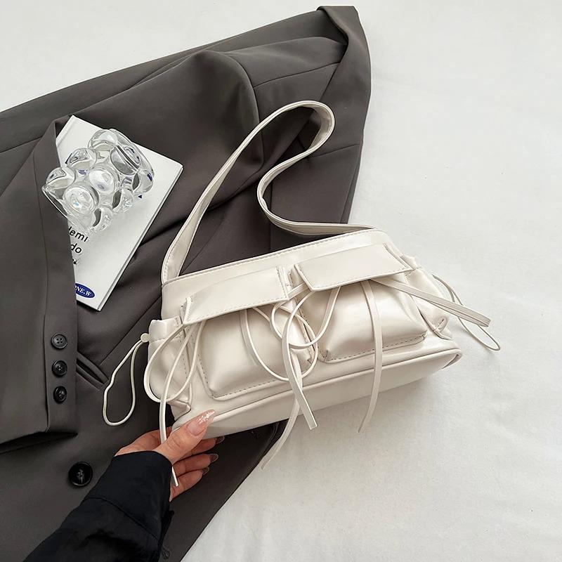 

Сумки через плечо из искусственной кожи с двойными карманами для женщин 2024 года, новая модная тенденция, женская сумка через плечо, серебряные сумки красный