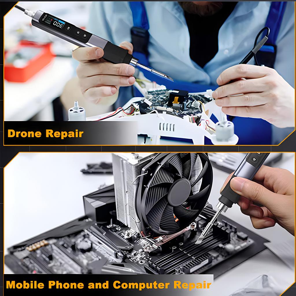 FNIRSI HS-02 Smart Electric Soldering Iron 100-450℃ Temp Adjustable PD 100W Portable Welding Rework Station Solding Irons Kit