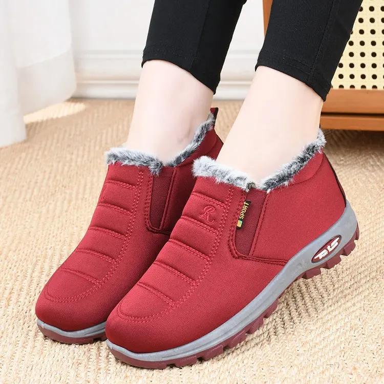Fashion Winter Cashmere Female Warm Comfort Mother Cotton Shoes Wear-resistant Non-slip Elderly Snow Boots Female