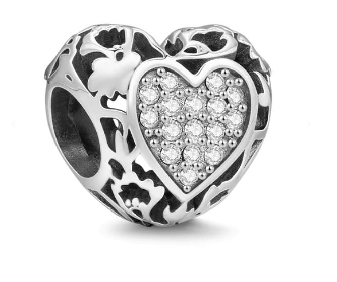 New Copper Hollowed-Out Heart-Shaped Beads Charm Of Chain Bead Suitable For Original Design Wrist Bracelet Accessories Do-It-Yourself Women Jewelry