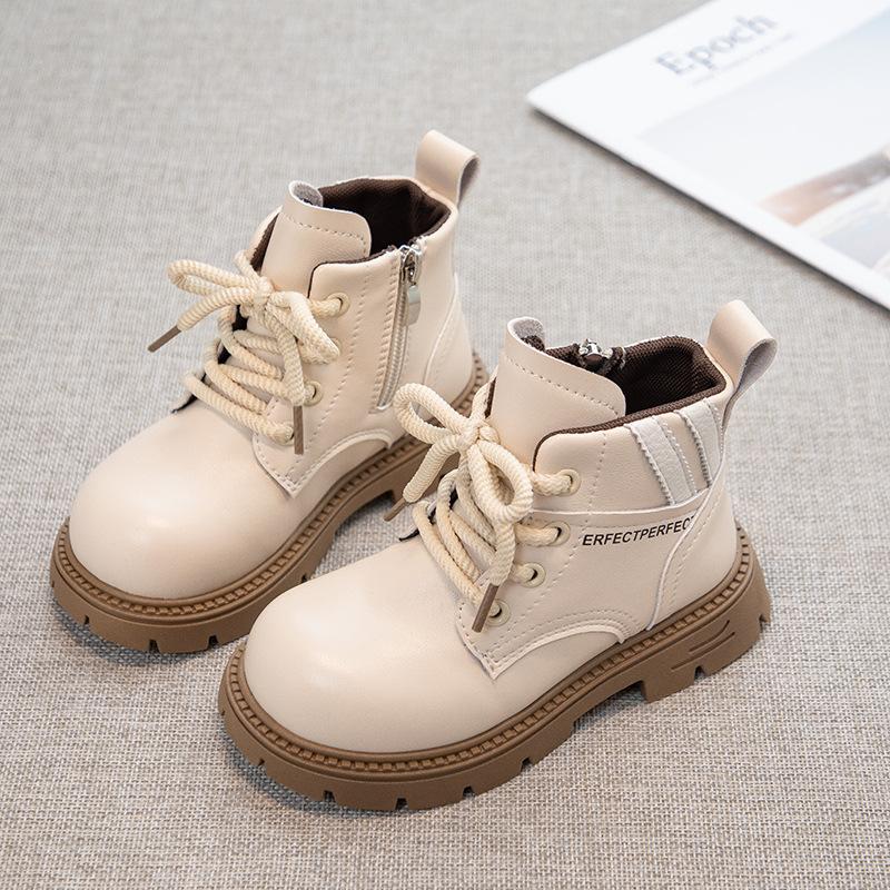 

[Fashion Ankle Boots Anti Slip Martin Boots British Mid Calf Boots Casual Leather Boots for Kids with Pockets] size 21