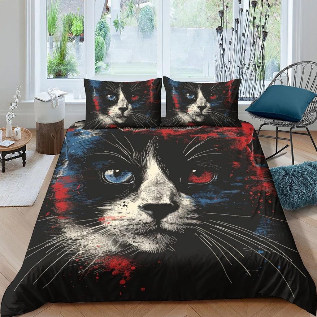 Comforter Cat Bedding Set Printed Suitable Children Kids And Adults Warm Soft And Breathable