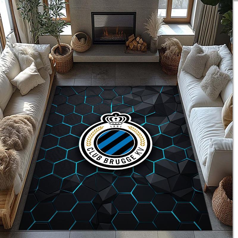 Club Brugge FC Soccer Football Pattern Soft Area Rug Non Slip Indoor Floor Carpet Sports Decor Mat for Bedroom