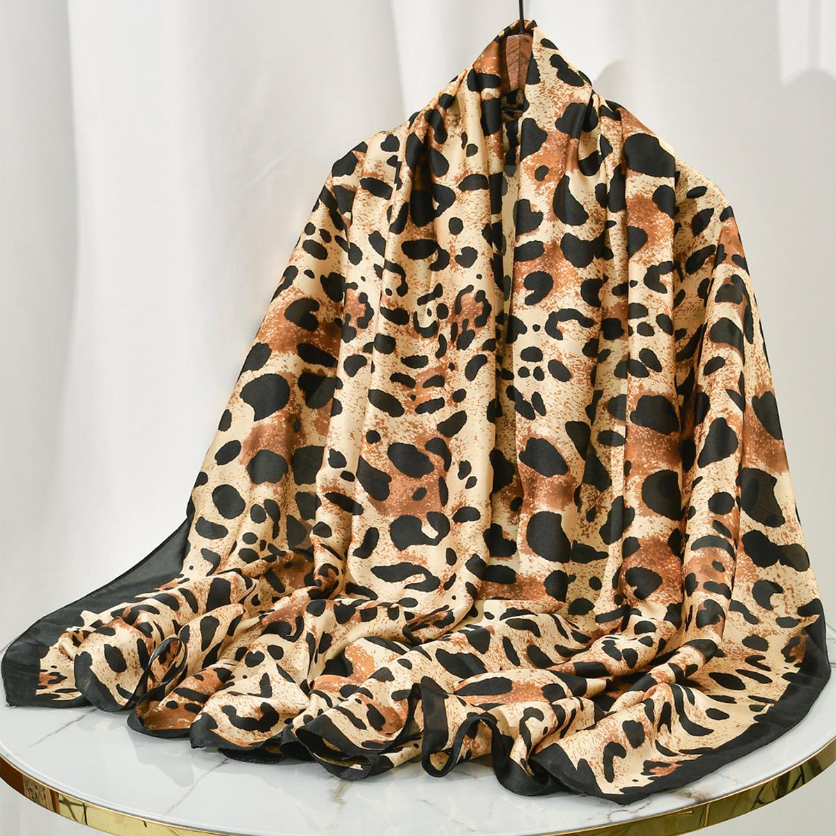 

Elegant Women Silk Scarf Wrap Shawl Sweet Floral Leopard Print Sunscreen Bandanas Hijab Mujer Boho Scarve Pareo Casual Beach New One Size& 8Y