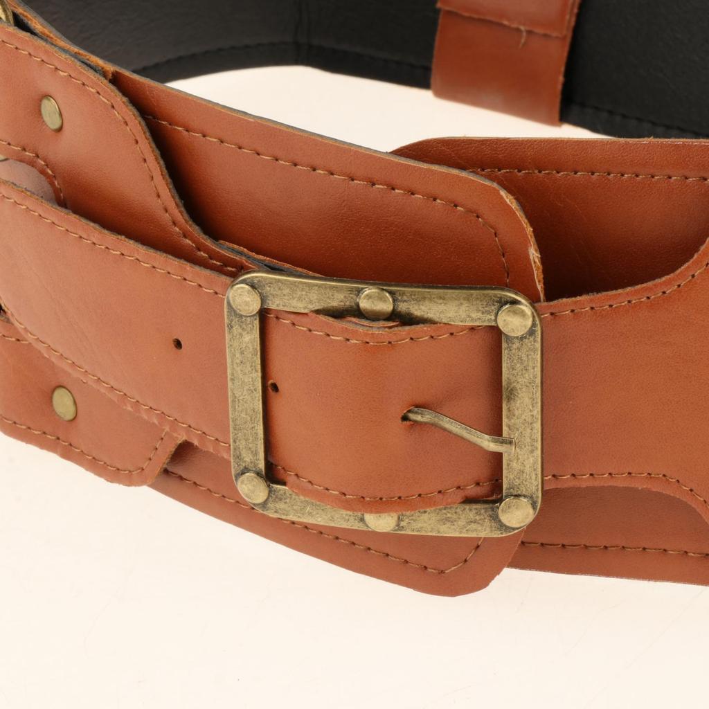Durable Medieval Knight Belt Costume Wrap Around with Prong Buckle Adjustable PU Leather Waist