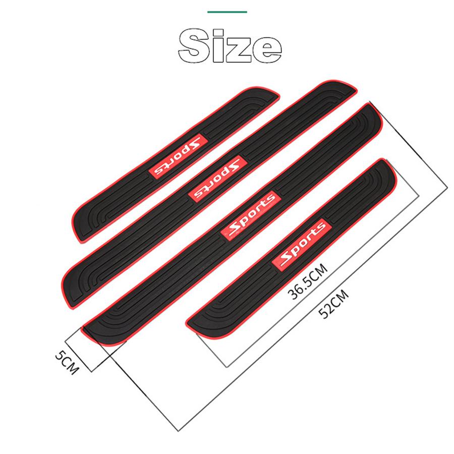 4PCS Universal Rubber Car Door Scuff Sill Cover Panel Step Protector Bumper Corner Protector