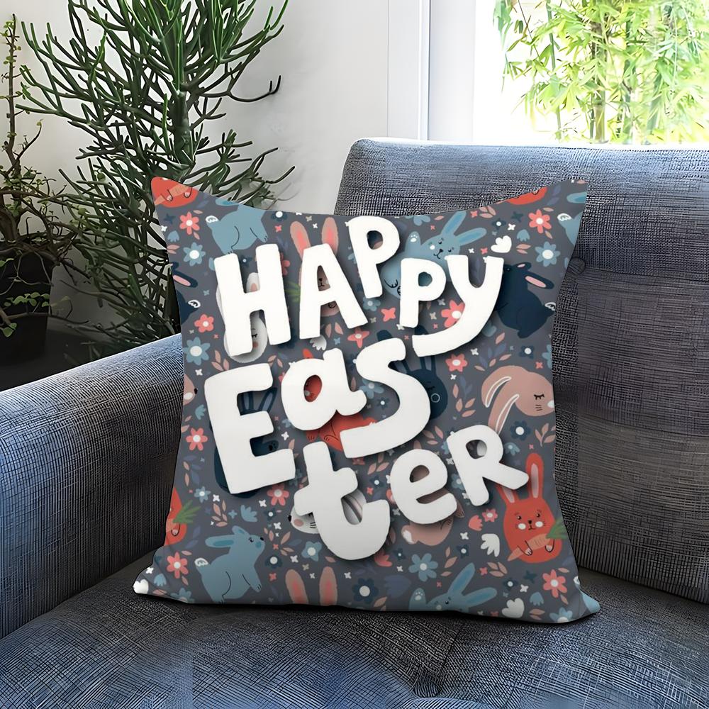 Easter Day Cushion Cover Comfortable Reversible Pillow Cover Ideal for Car Sofa Bedroom & Beyond