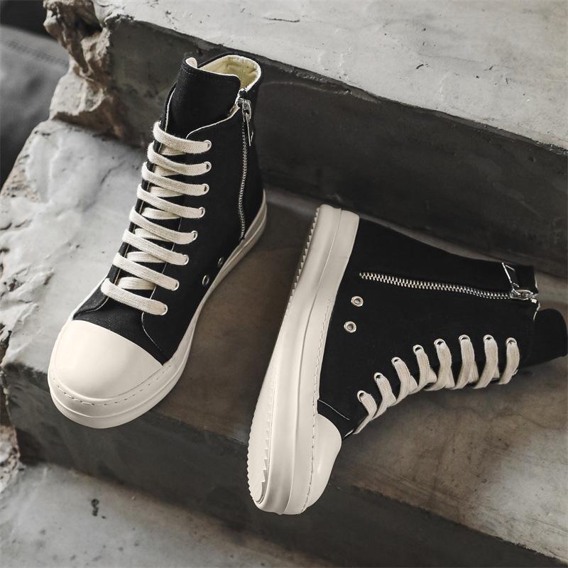 Hohe Nischen-Board-Schuhe neue amerikanische Seitenreißverschluss trendige coole Street-Espadrilles Paar-Stiefel X