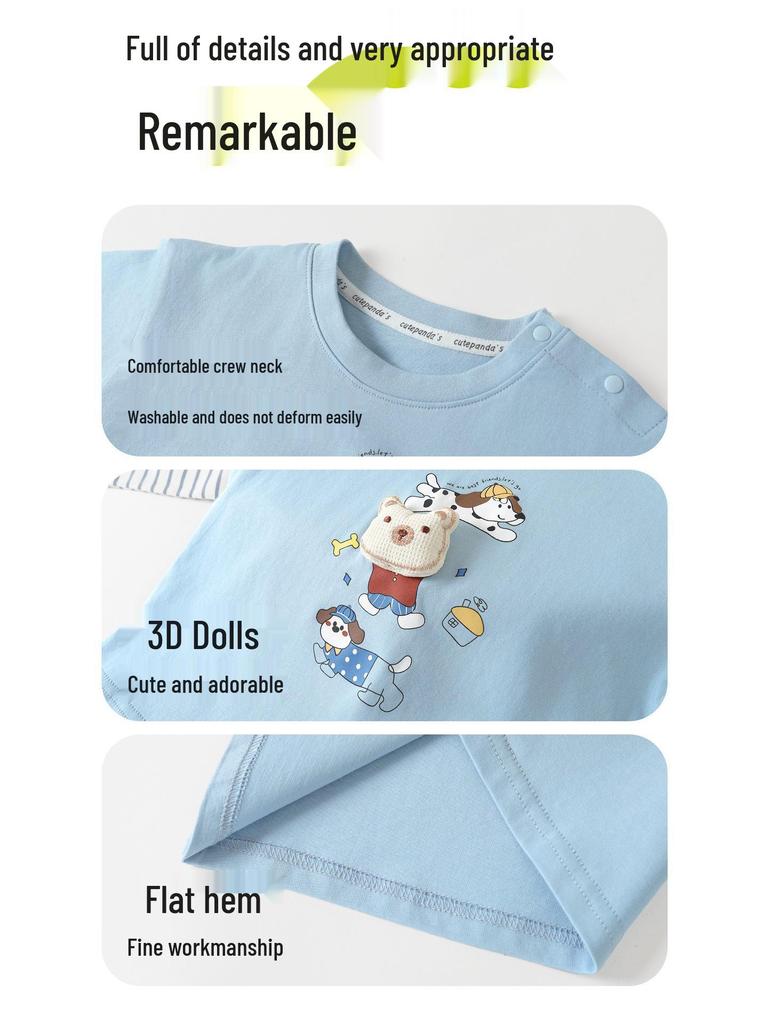 Kaka Panda Kids' Long-Sleeve T-shirt - Trendy Spring/Autumn Layer for Boys and Girls