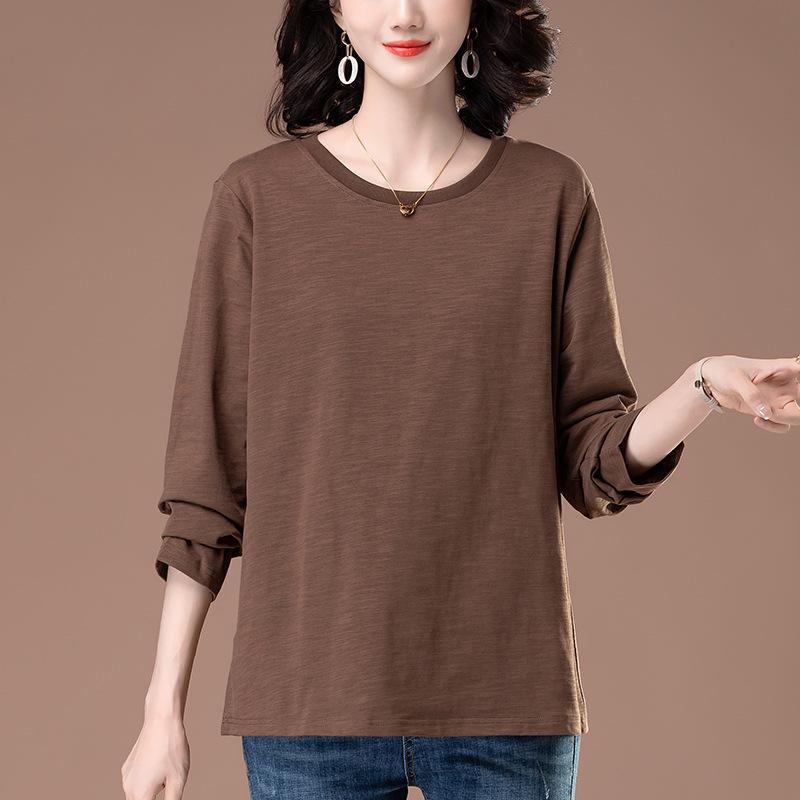 Women's Plus Size Embroidered Cotton Long-Sleeve Shirt, Loose-Fit for Middle-Aged and Elderly - Spring/Autumn Style