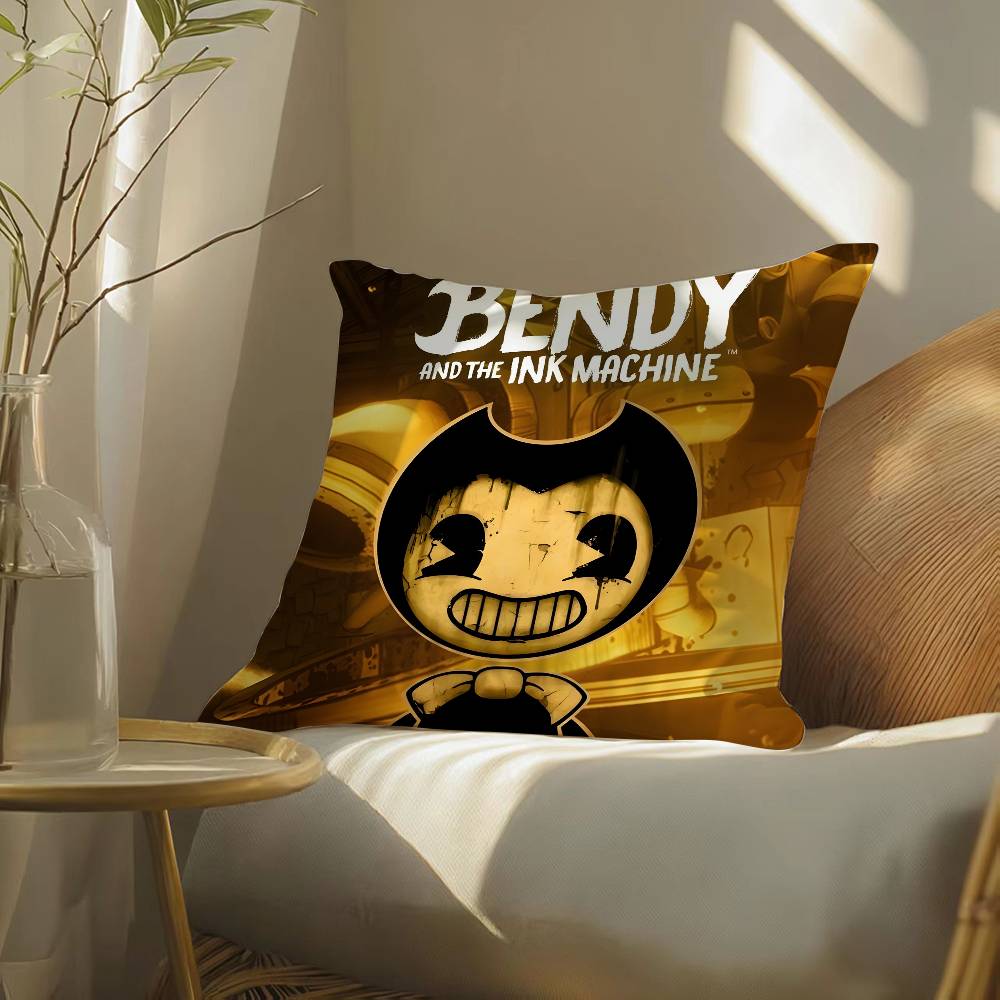 

Game Bendy and the Ink Machine-M Pillow Case Silky elegant Comfort Sofa Bed Invisible zipper Beach pillowcase 16x16Inch