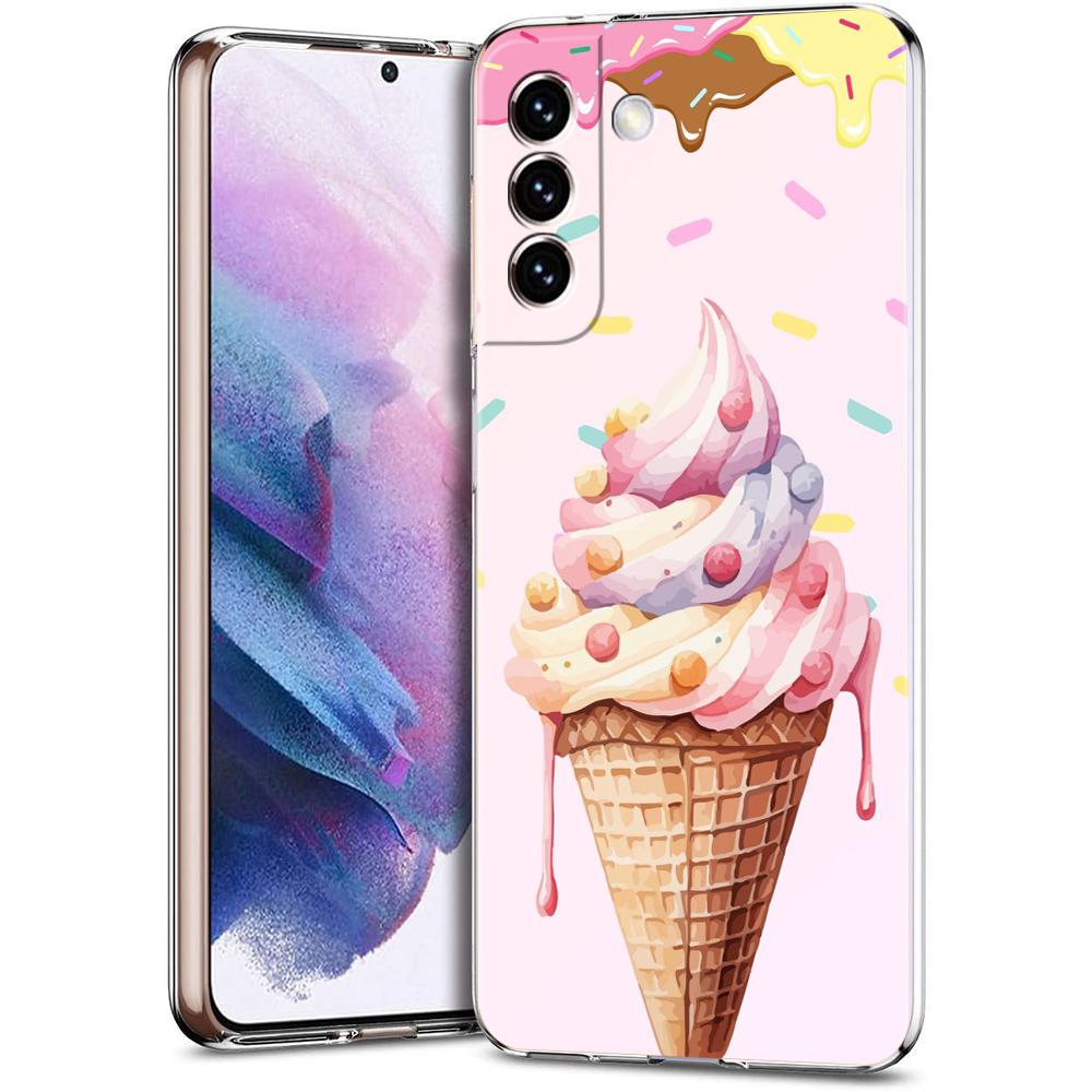 

Transparent Phone Case Cover for Samsung Galaxy S25 S24 S23 S22 S20 S21 FE Ultra S24 S23 S10 S10E Plus 5G Ice Cream Pattern Bags for samsung s10e