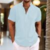 Men's Short Sleeved Stand Up Collar Top Pullover Cardigan