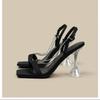 Fashion New Style Popular Sexy Shallow High Heel Sandals Women Summer Pointed Toe Metal Chain Shoes Fashion Buckle Strap Party Sewing