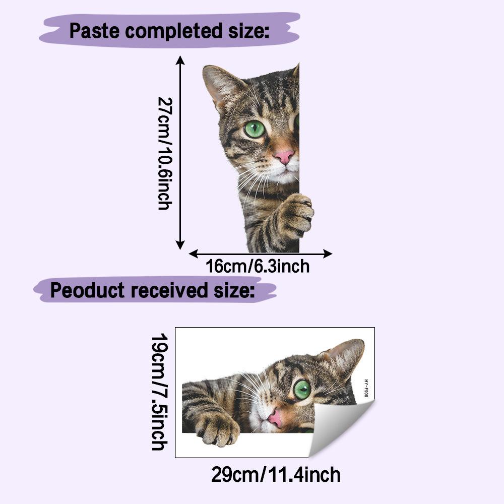 

Cute Peeking Green Eyed Tabby Cat Self Adhesive Wall Sticker for Bedroom Home Decor 19x29cm разноцветный
