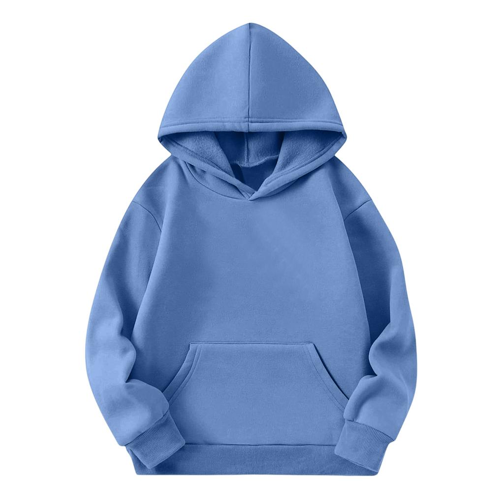 Kids Long Sleeve Loose Fit Pullover Hoodie - Casual Unisex Sweatshirt for Boys and Girls