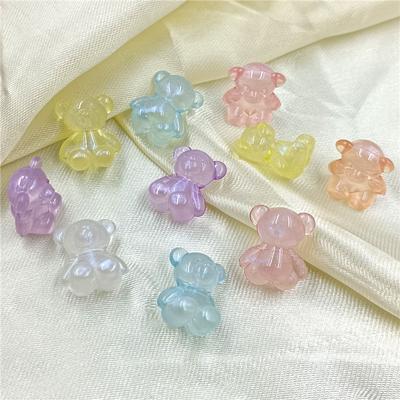 10pcs Fashion Cute Horizontal Hole Bear Loose Beads Fluorescent Color Cartoon Pendant DIY Jewelry Accessories