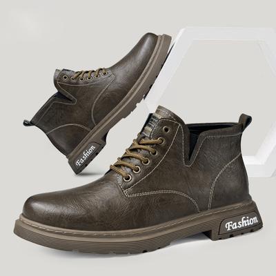 Winterstiefel Echtes Leder Kurze Stiefel Plus Samt Hoher Schaft Outdoor-Sneaker Stiefeletten Herrenstiefel Dicke Sohle Freizeitschuhe Fell