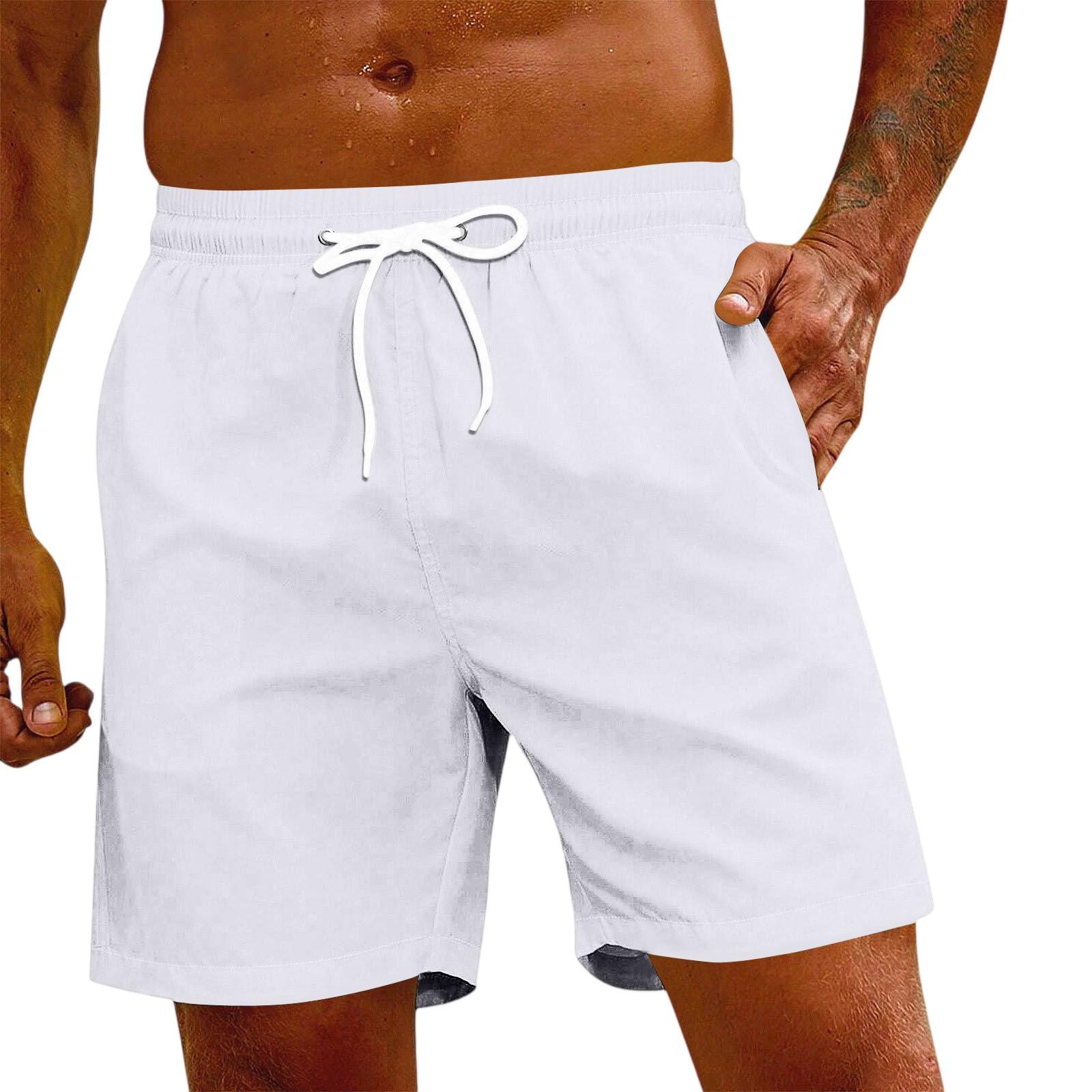 

Мужские модные шорты на резинке с кулиской, повседневные брюки XL белый