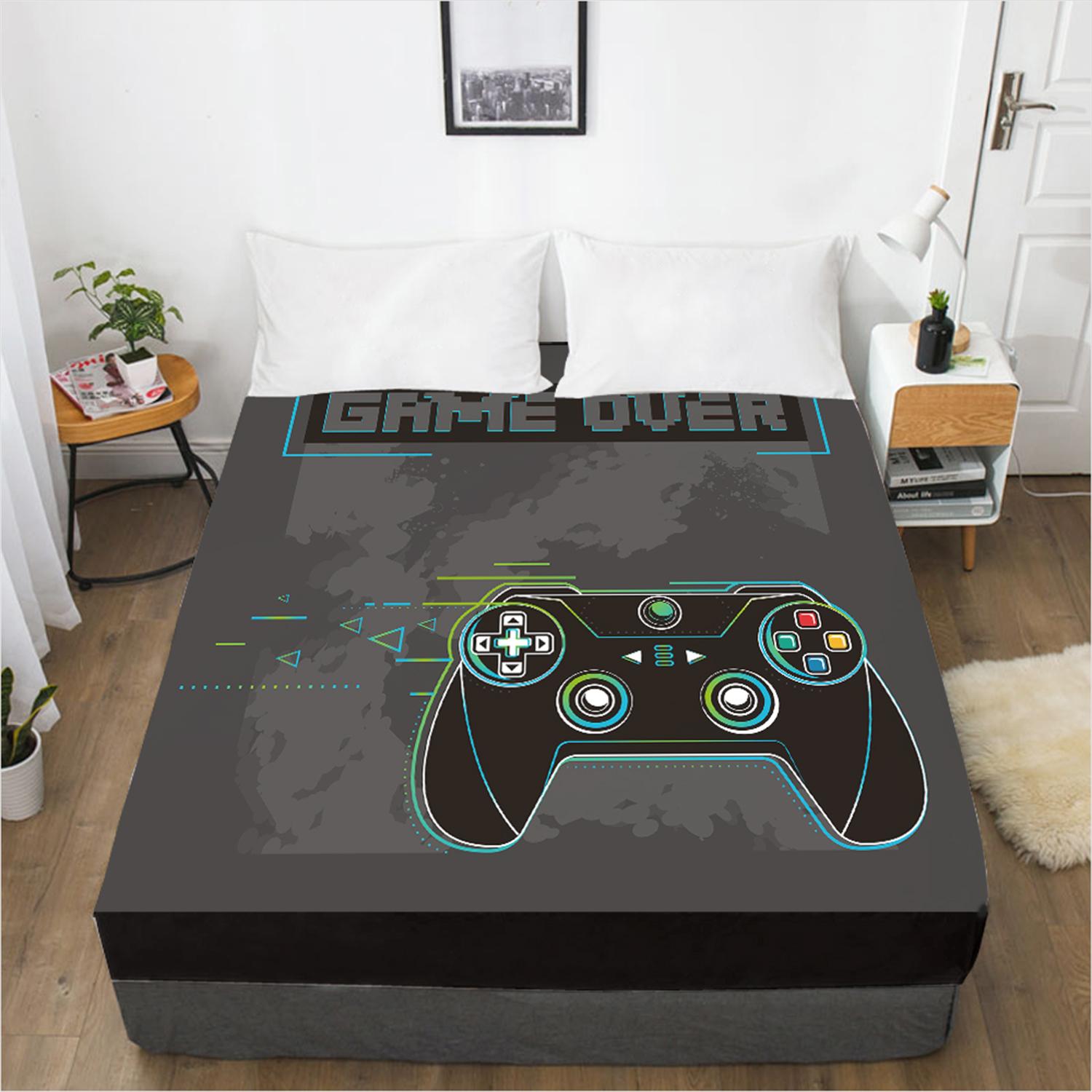 Простыня с рисунком домашнего игрового контроллера, наматрасник с 3D-печатью, эластичная лента, простыня, цельное постельное белье 120x200 3pcs