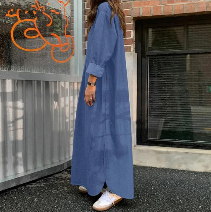 Casual Denim Dress With Pockets For Women In Autumn 2024