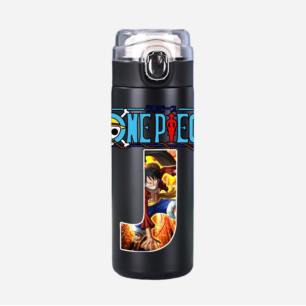 Anime Cartoon Printed Black Thermos Cup Portable Stainless Steel 400Ml Water Bottle Leak Proof Camping Water Cup Gift