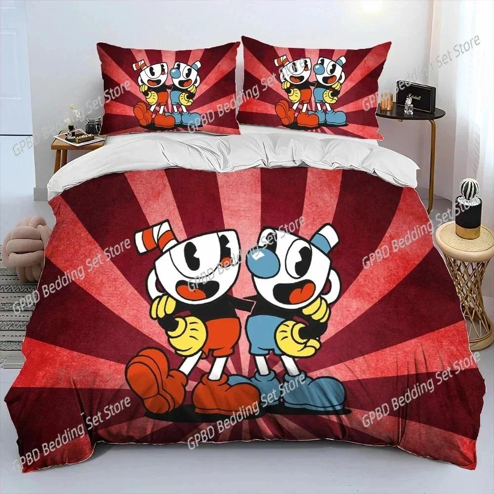 Cuphead And Mugman Game 3D NEW Duvet Cover Pillowcase Bedding Set Adult Boy Girl Bedroom Decoration Children Single Double Large