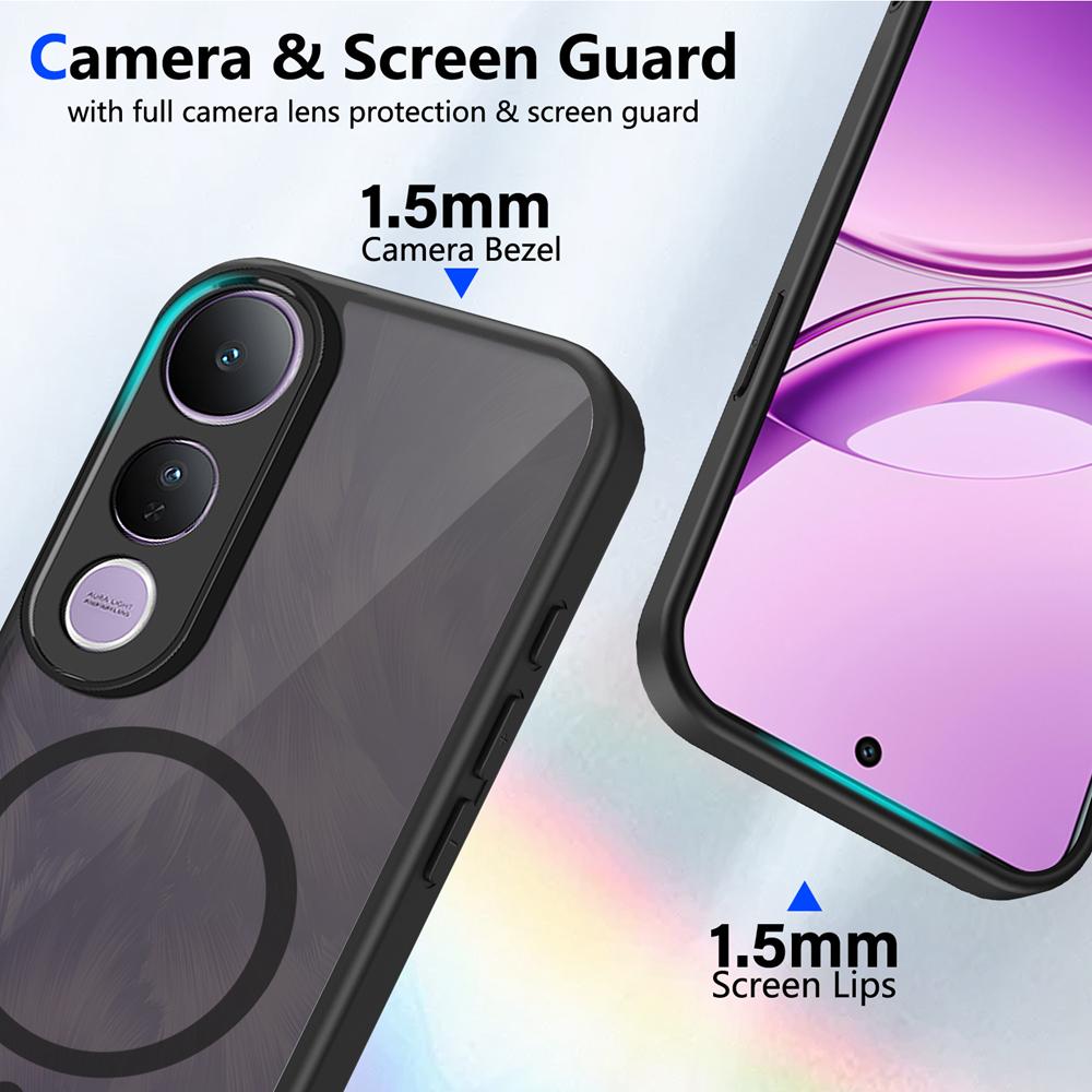 KEYSION Magnetic Phone Case for VIVO V50 Lite Silicone+PC Matte Translucent Clear Shockproof Back Cover for VIVO V50 Lite 5G