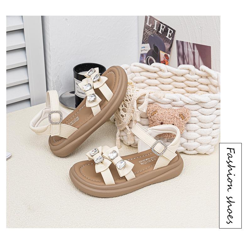 2026 Summer Girls' Bow Beach Sandals - Princess Open-Toe Shoes for Little Girls