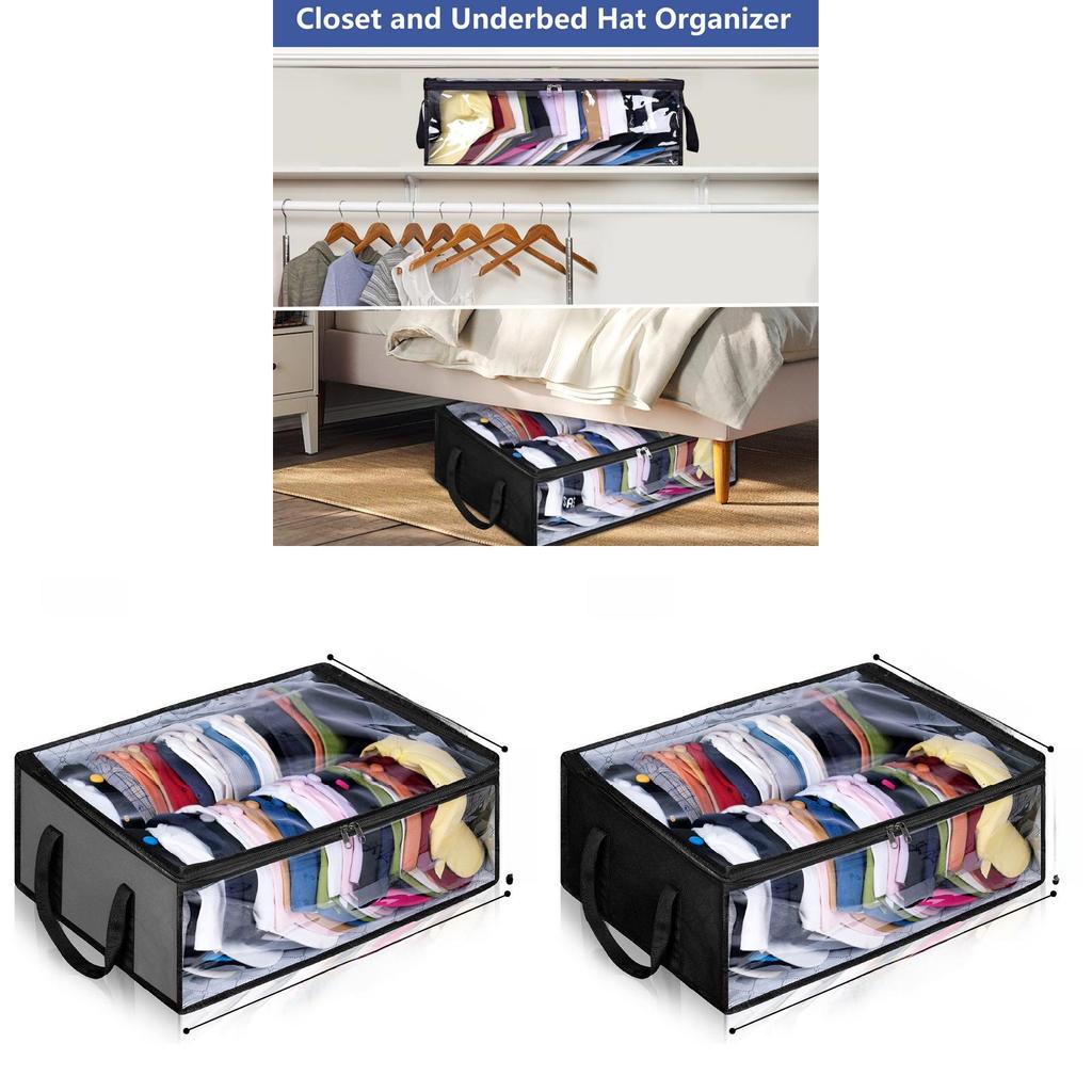 Clothing Storage Box With Clear Lid And Foldable Design For Bedroom And Closet Organization