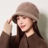 Mother Warm Hat Women's Autumn Winter Rabbit Hair Knitted Hat Middle-Aged and Elderly Thick Ear Protection Fisherman Hat