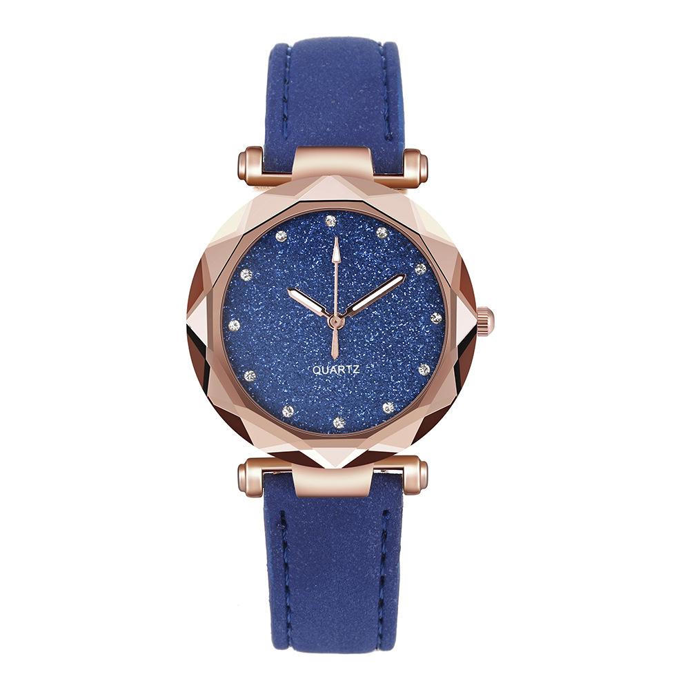 Korean Fashion Rose Gold Quartz Watch with Rhinestone Accents and Adjustable Leather Strap