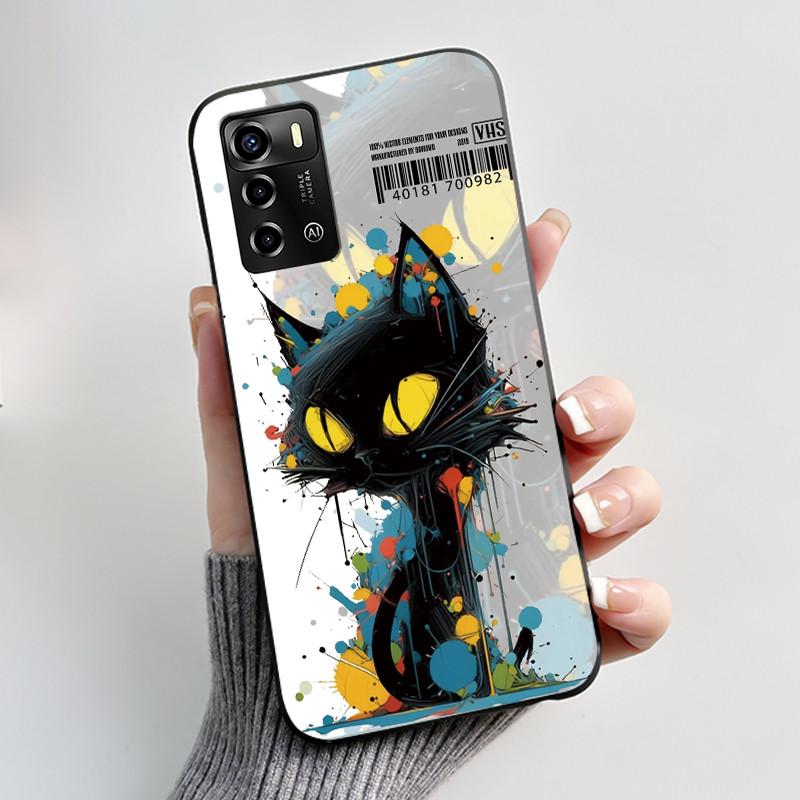Pouzdro Pro ZTE Blade A72 4G V40 Vita Kryt na telefon Plášť Estetické Roztomilá Kočka Astronaut Móda Matně Černé Ochranné Měkké TPU Kryt